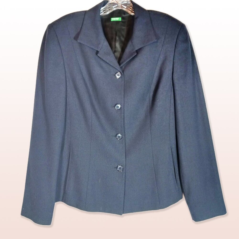 Benetton Navy Blue Blazer Soft Preppy Size 10